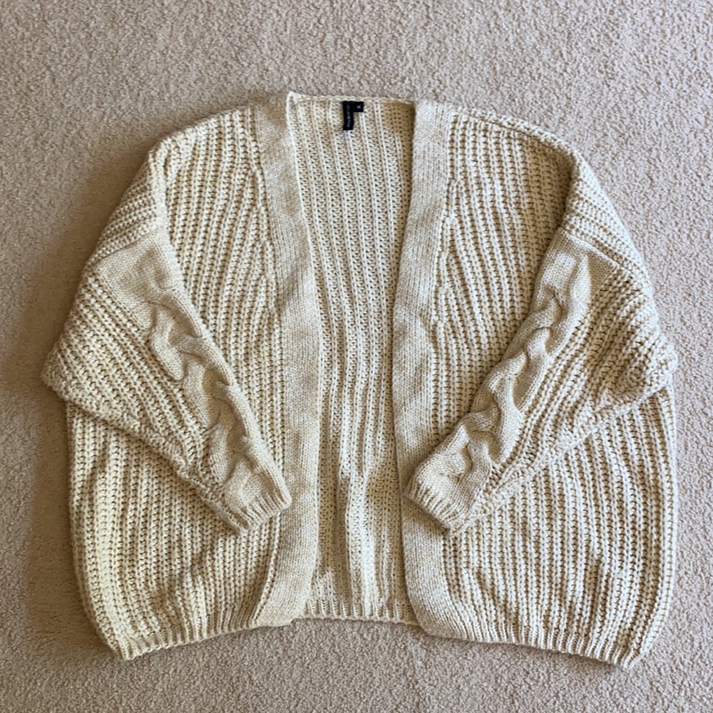 Cream Chunky Knit Cardigan - Size M